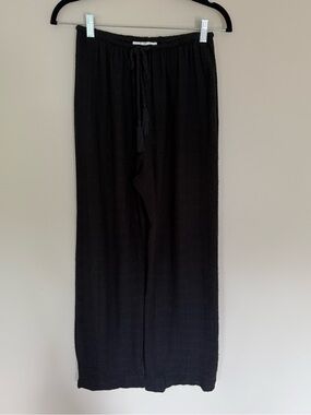 Soft Surroundings Black Pull-on Pants 100% Cotton t Textured Sz SP Elastic Waist
